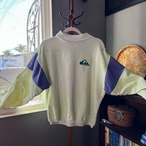 Quiksilver vintage sun faded lime green and blue Sweatshirt crew neck